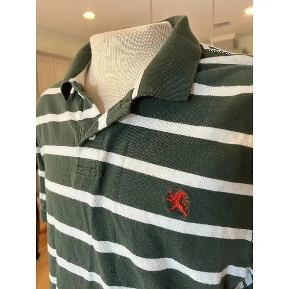 EXPRESS mens classic fit POLO green & white striped mens XXL - Picture 5 of 5